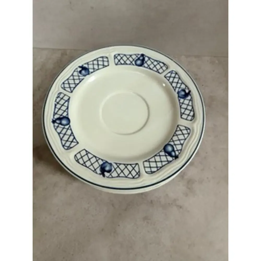 Newcor Stoneware Blue Geometric Saucers Set of 4 China Replacement Dishes